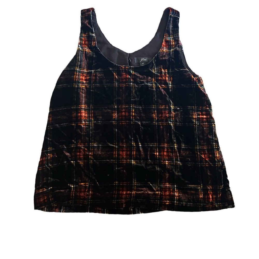 J.Crew Plaid Tank Velvet like Material